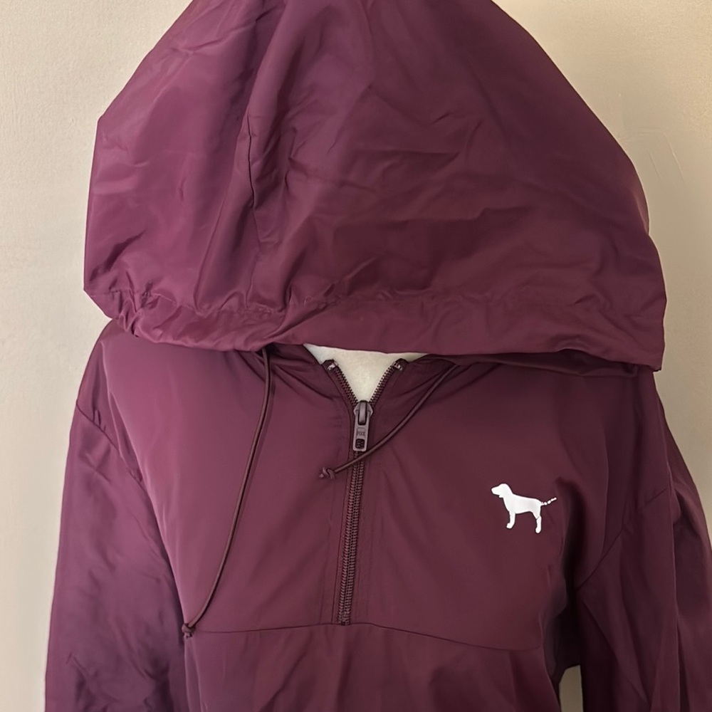 Maroon Hooded Windbreaker with Dog Logo - Picture 3 of 4